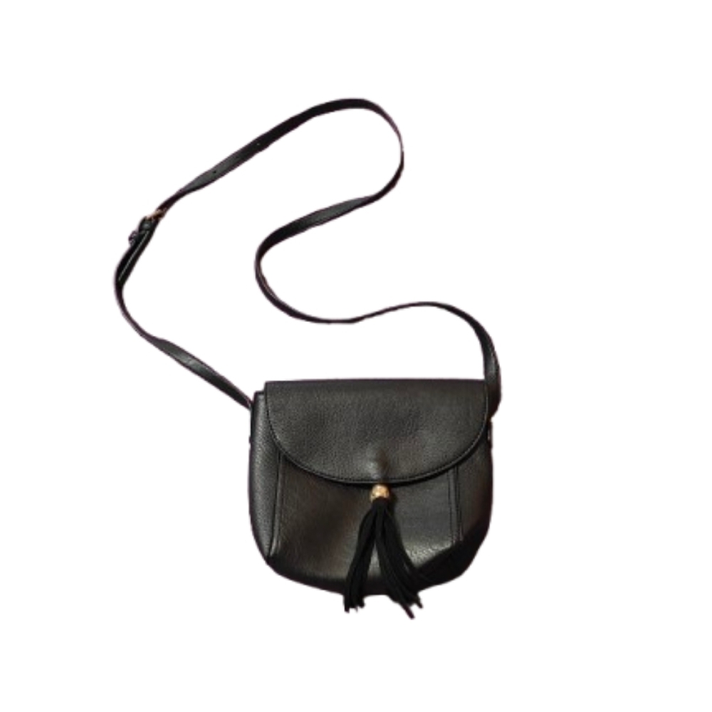 Antik Kraft Black Crossbody Bag With Tassel